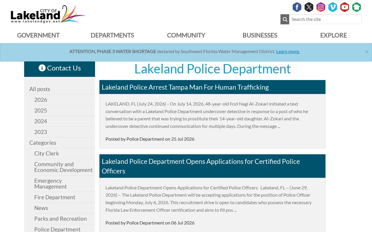 Lakeland Police official news page for arrest narratives
